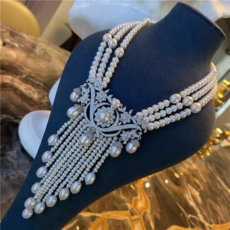 (N116)Three layers pearl necklace