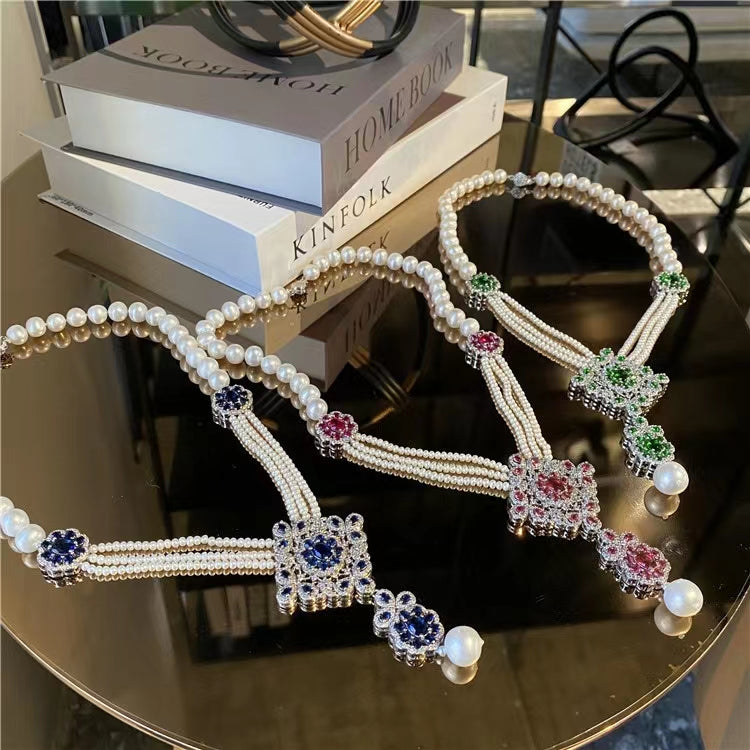 (J017)  Three layers full pearl set