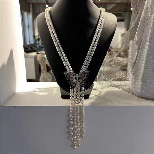 (N021)Butterfly pearl necklace