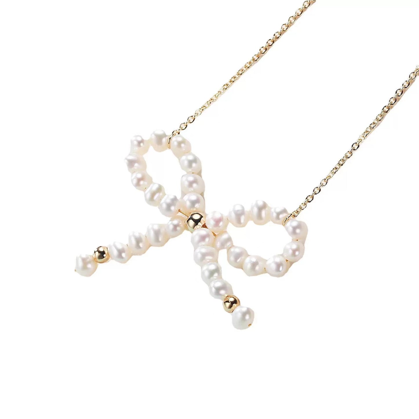 (P022) Bow style pearl pendant S925