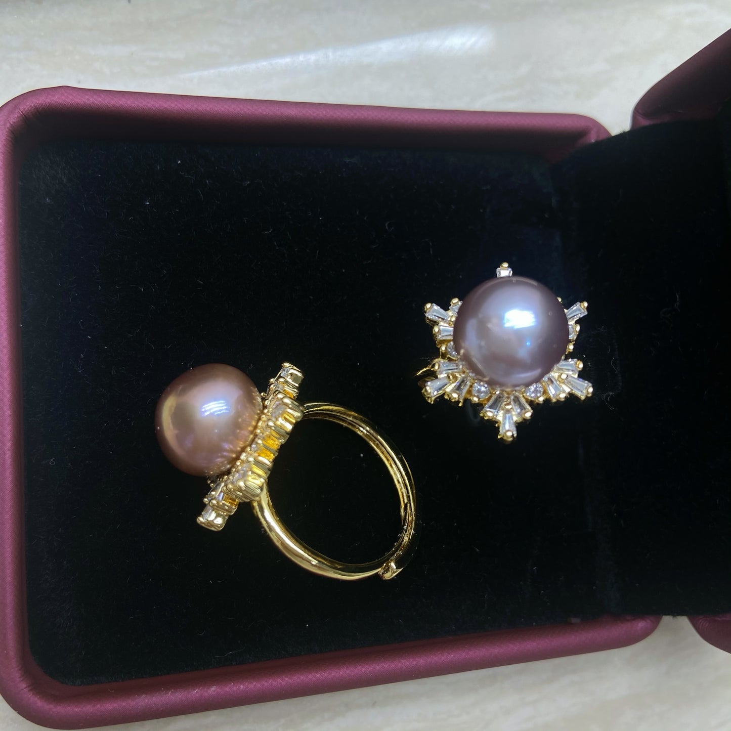 R34 Hot sale 50% off Edison pearl ring with adjustable size ring