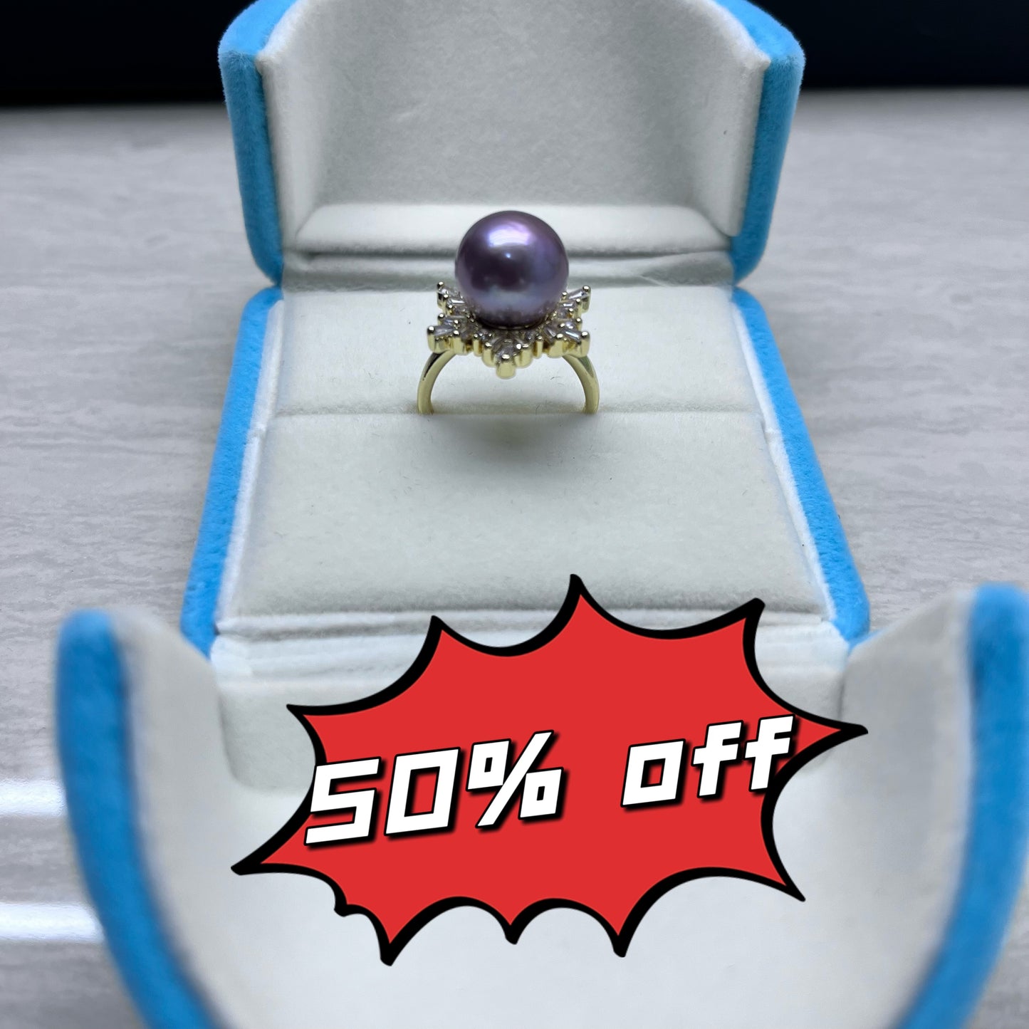 R34 Hot sale 50% off Edison pearl ring with adjustable size ring