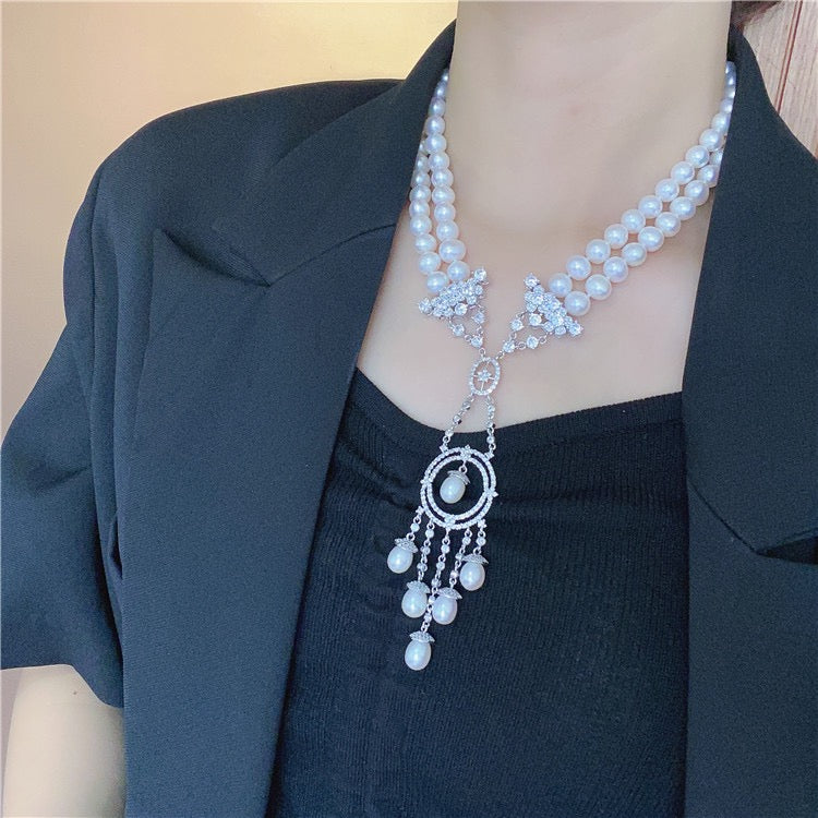 (N033)Dreamcatcher pearl necklace