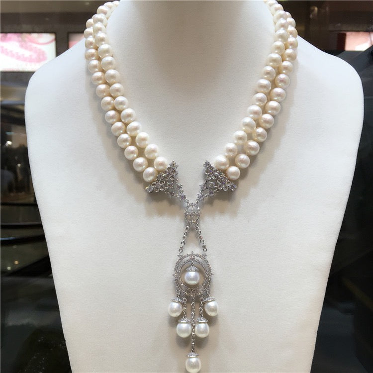 (N033)Dreamcatcher pearl necklace