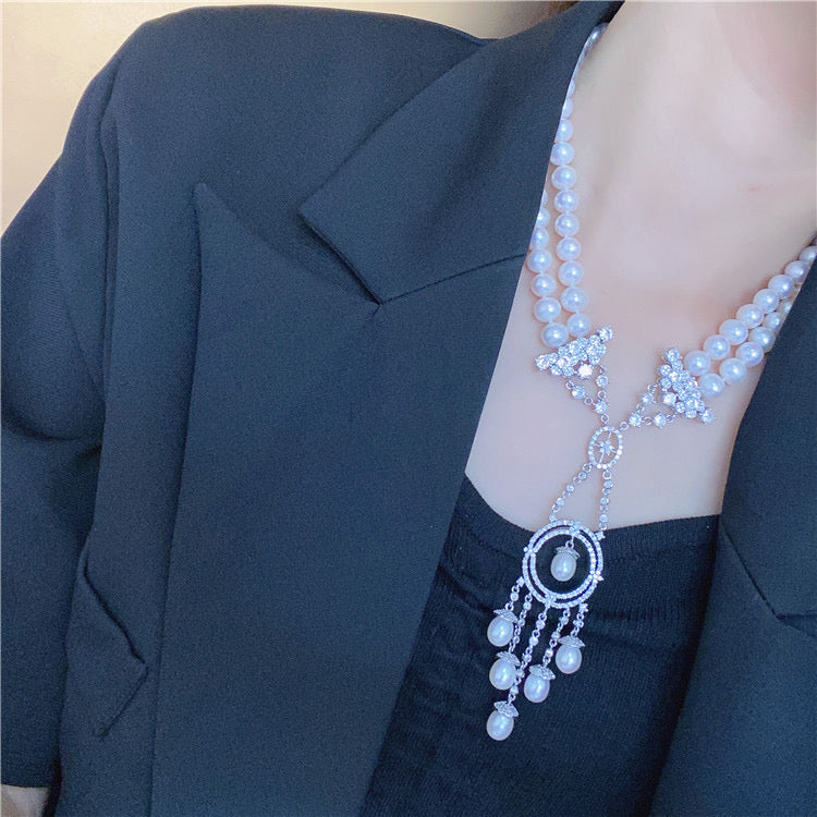 (N033)Dreamcatcher pearl necklace