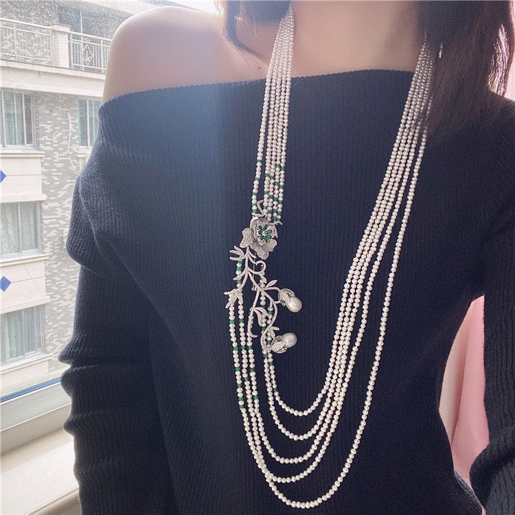 (N042)Flower pearl necklace