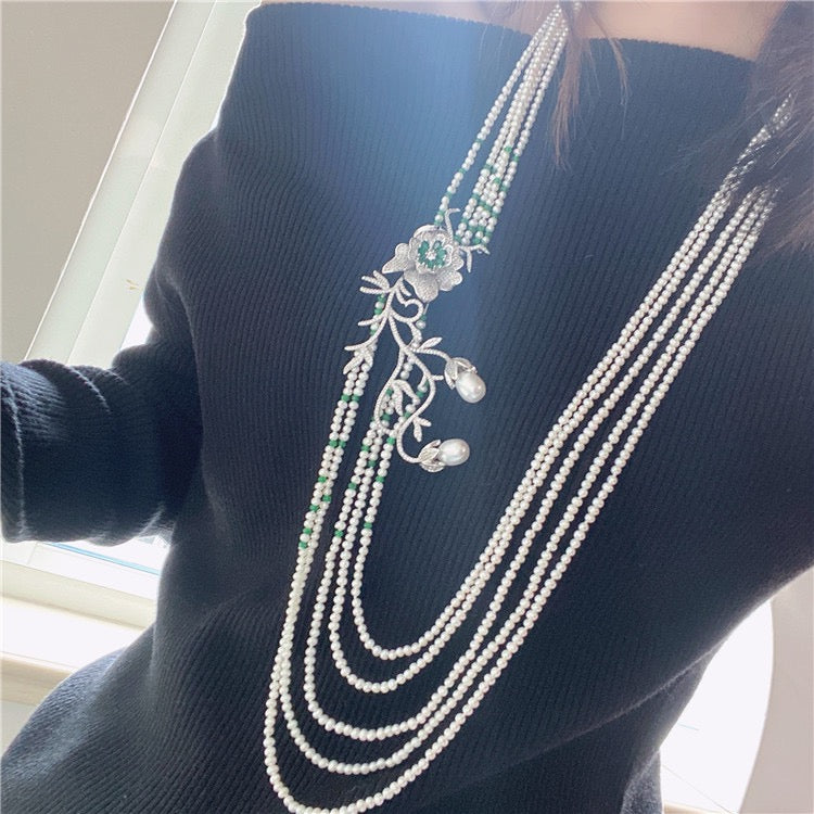 (N042)Flower pearl necklace