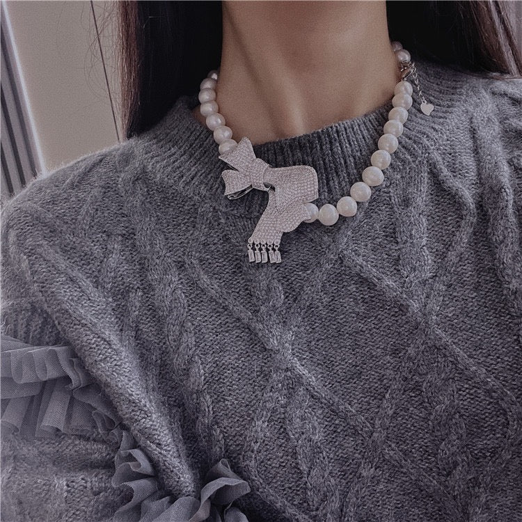(N019)Bow-tie necklace