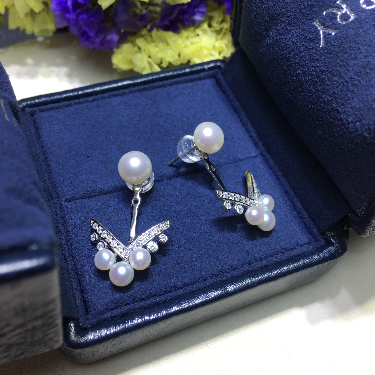 (J035)  pearl set -Earring & Ring
