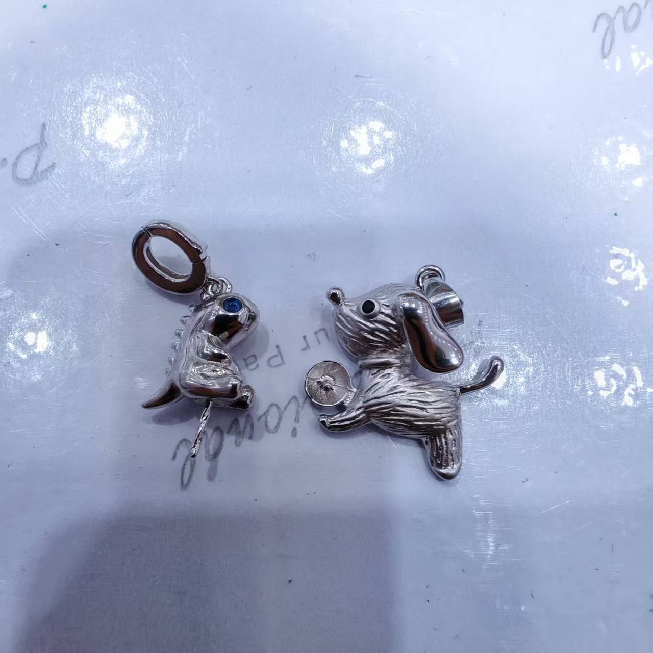 puppy and dinosaur silver setting for Emily