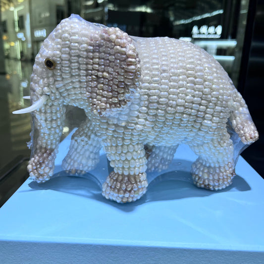 Sculpture d'éléphant en perles d'eau douce, artisanat, décoration de maison, cadeau