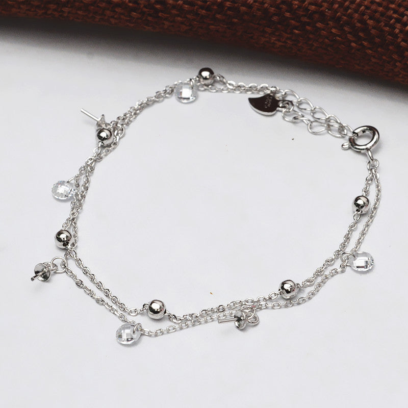 S925 sterling silver bracelet set setting (B1)