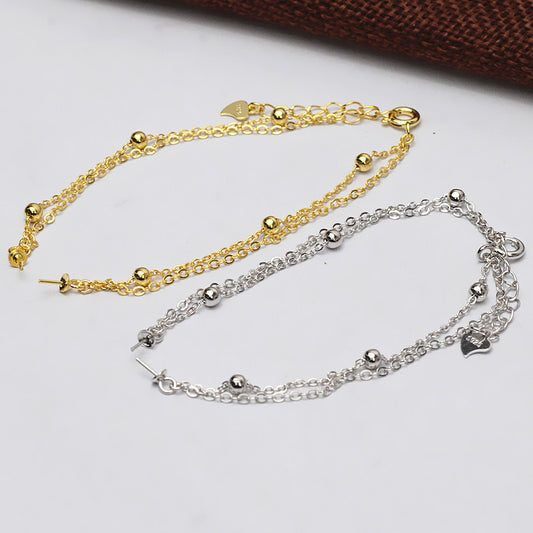 S925 sterling silver bracelet set setting (B8)