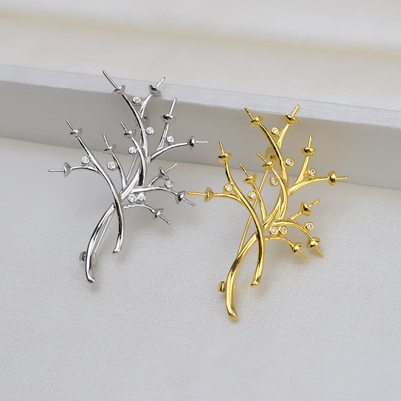 S925 sterling silver brooch setting  (B-7)