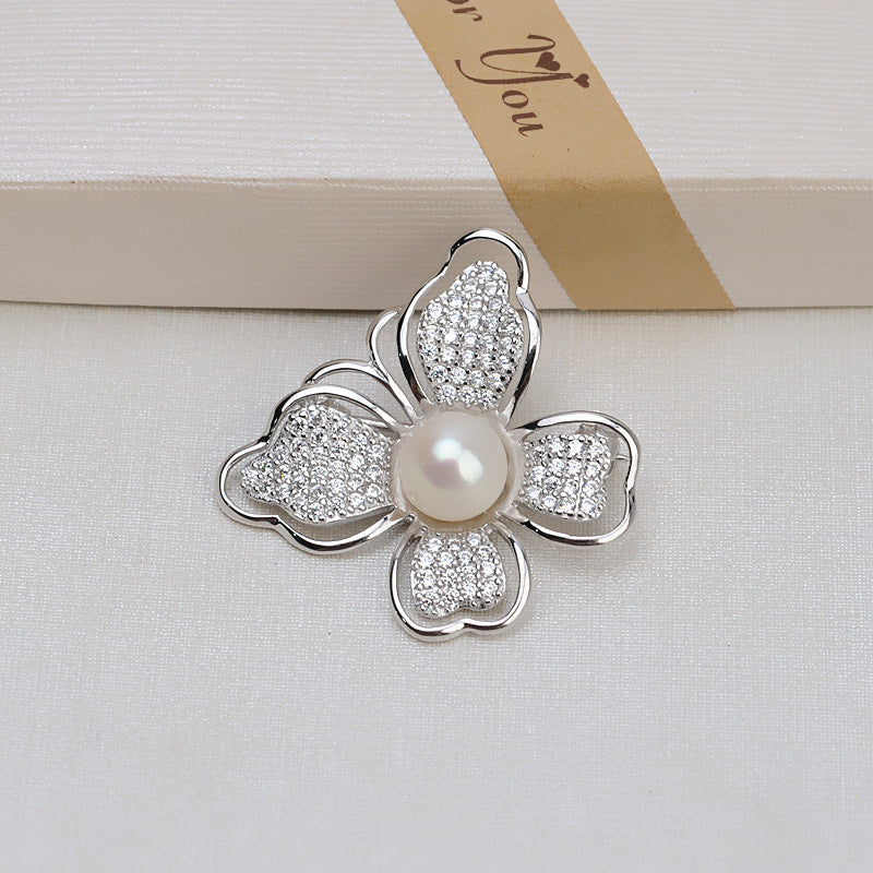 S925 sterling silver brooch setting  (B12)