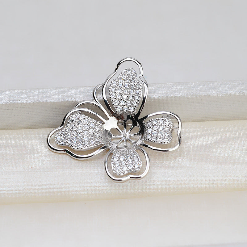 S925 sterling silver brooch setting  (B12)