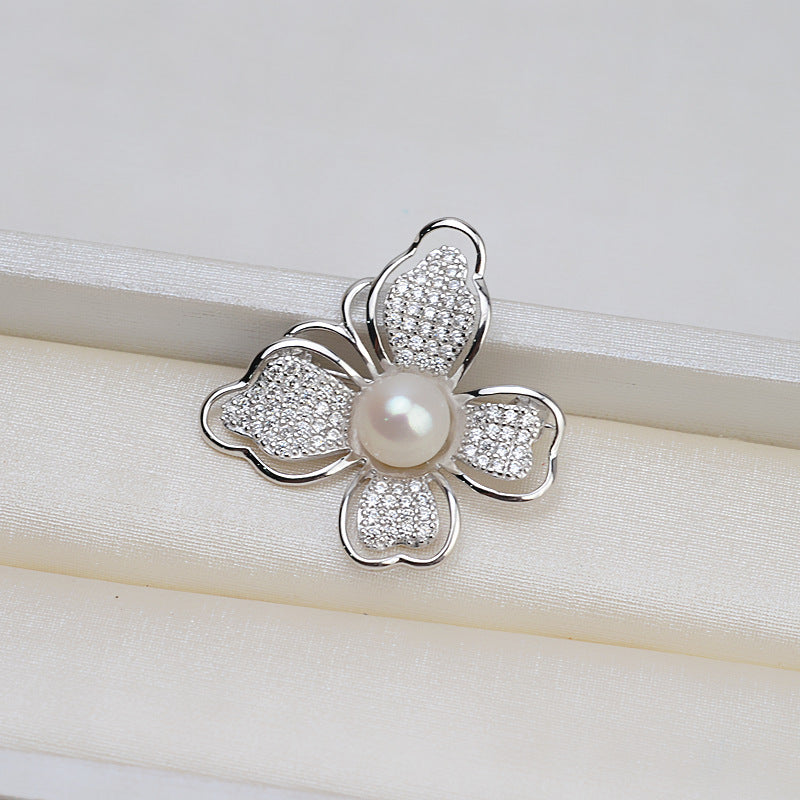 S925 sterling silver brooch setting  (B12)