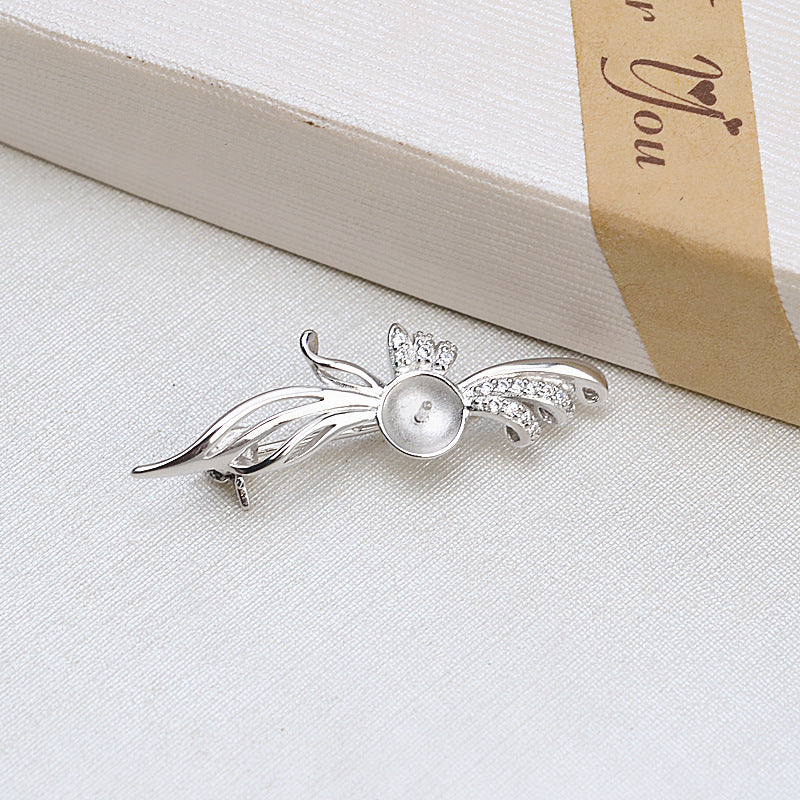 S925 sterling silver brooch setting  (B-1)