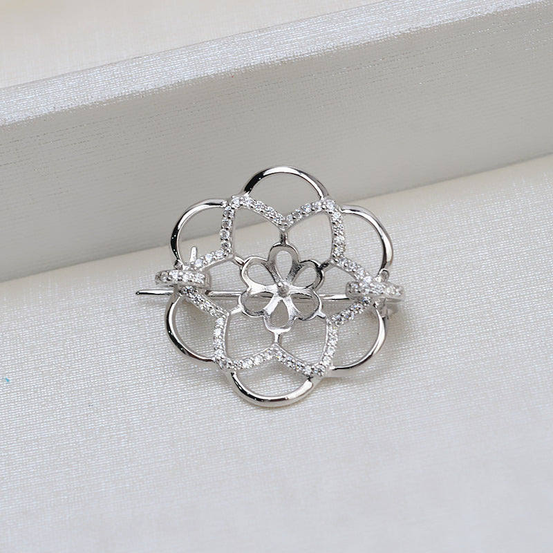 S925 sterling silver brooch setting  (B-4)