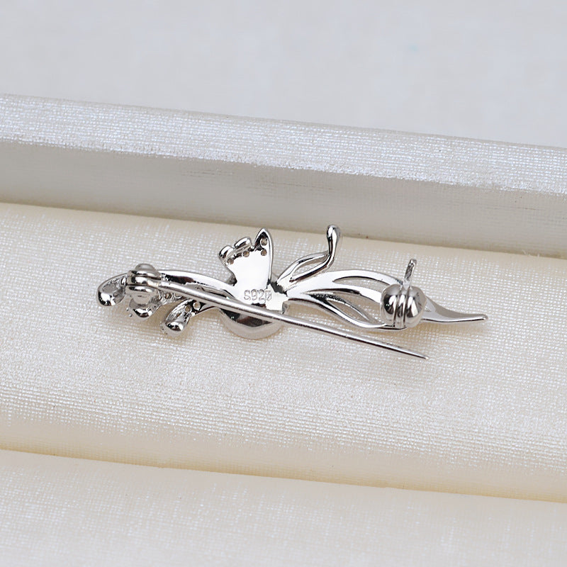 S925 sterling silver brooch setting  (B-1)