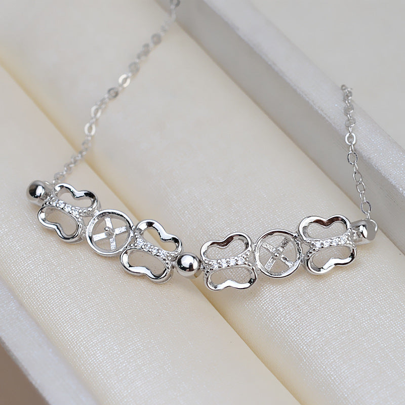 S925 sterling silver bracelet set setting (B12)