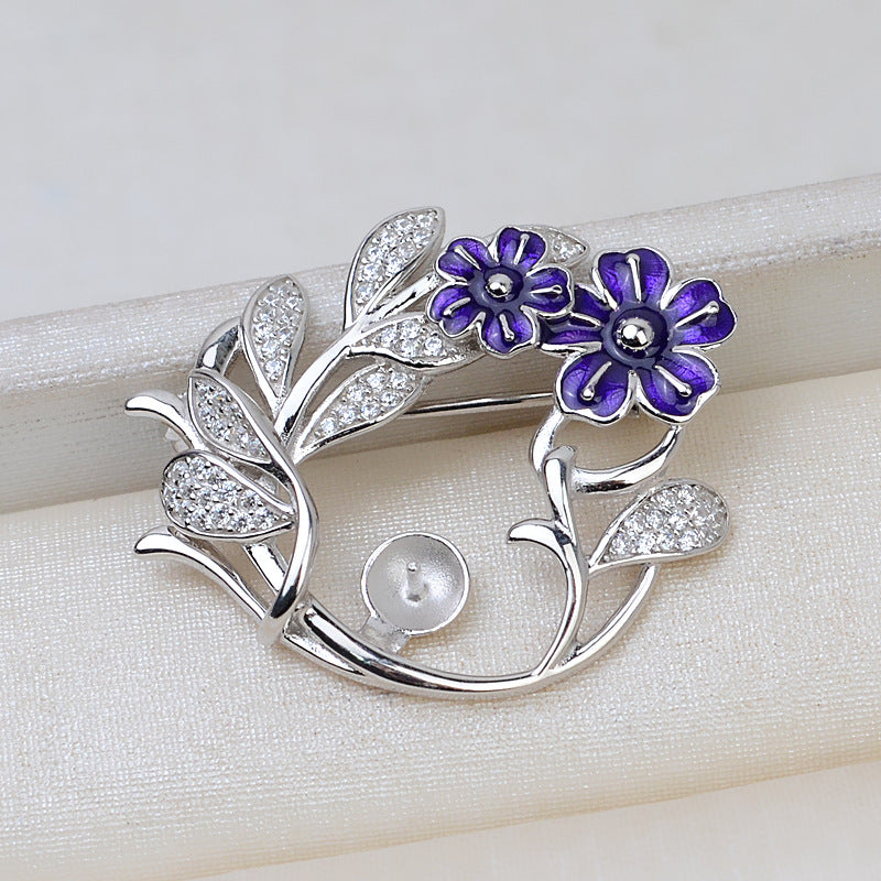 S925 sterling silver brooch setting  (B-11)