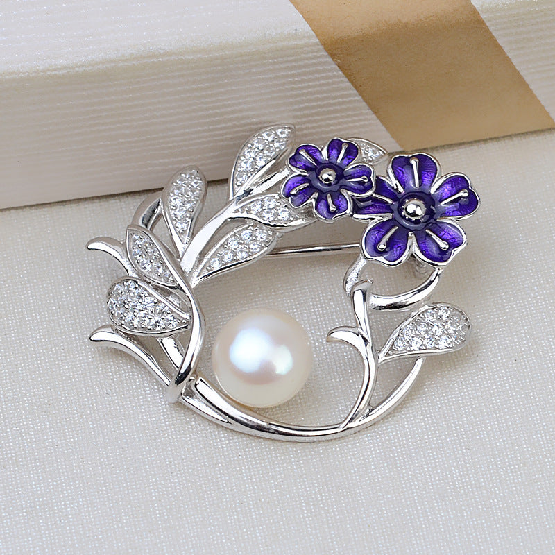 S925 sterling silver brooch setting  (B-11)