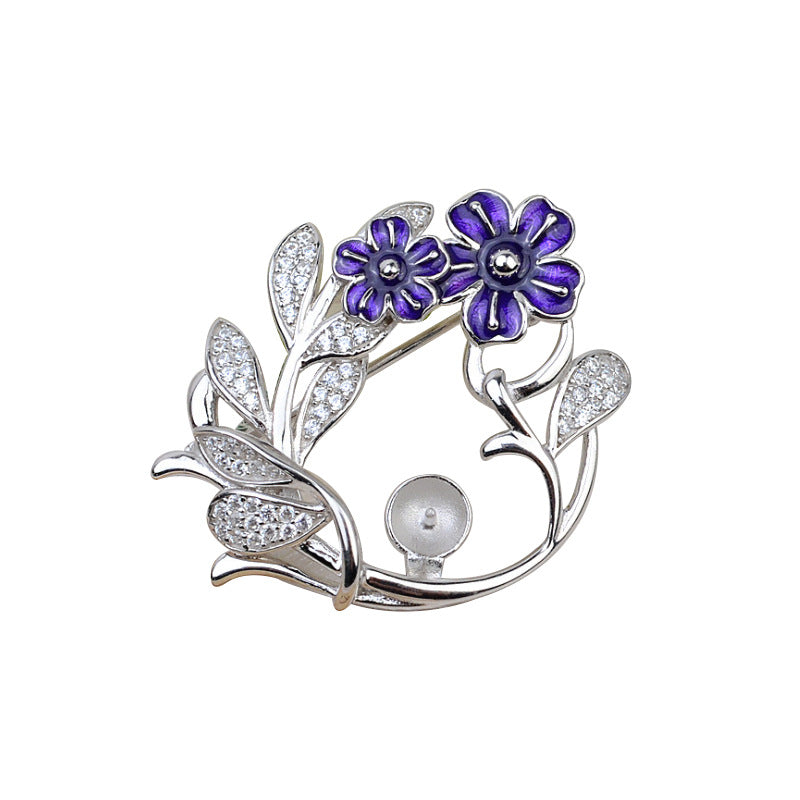 S925 sterling silver brooch setting  (B-11)