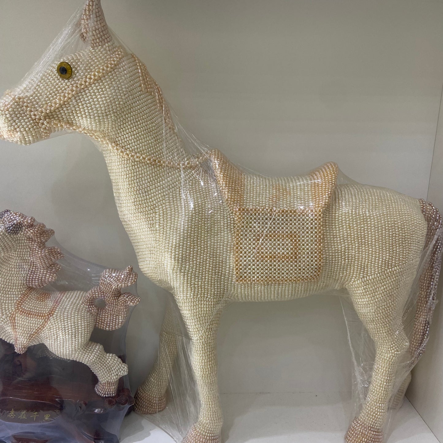 Sculpture de cheval en perles d'eau douce, décoration de maison artisanale, cadeau