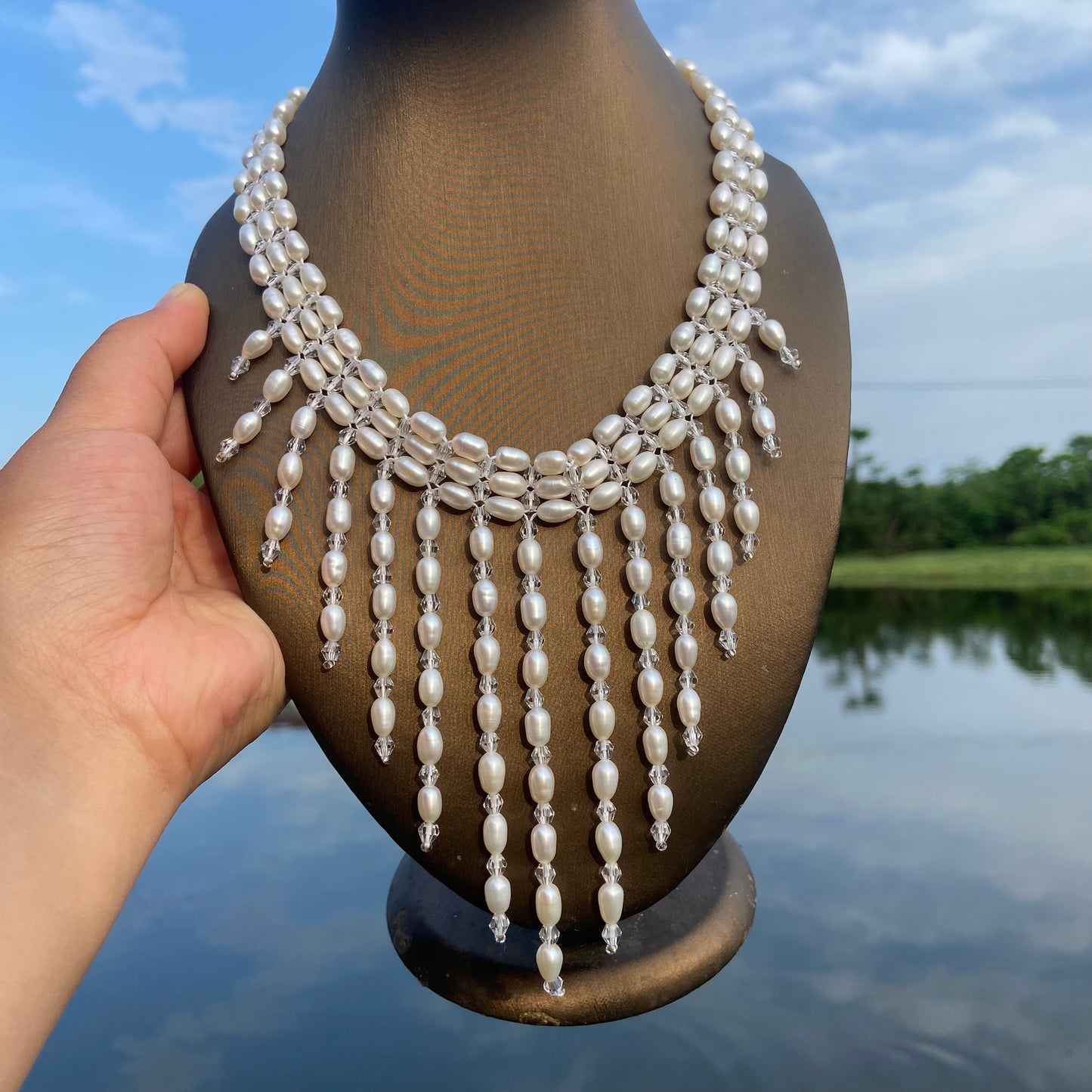 New arrival full pearl  necklace tassels USD180