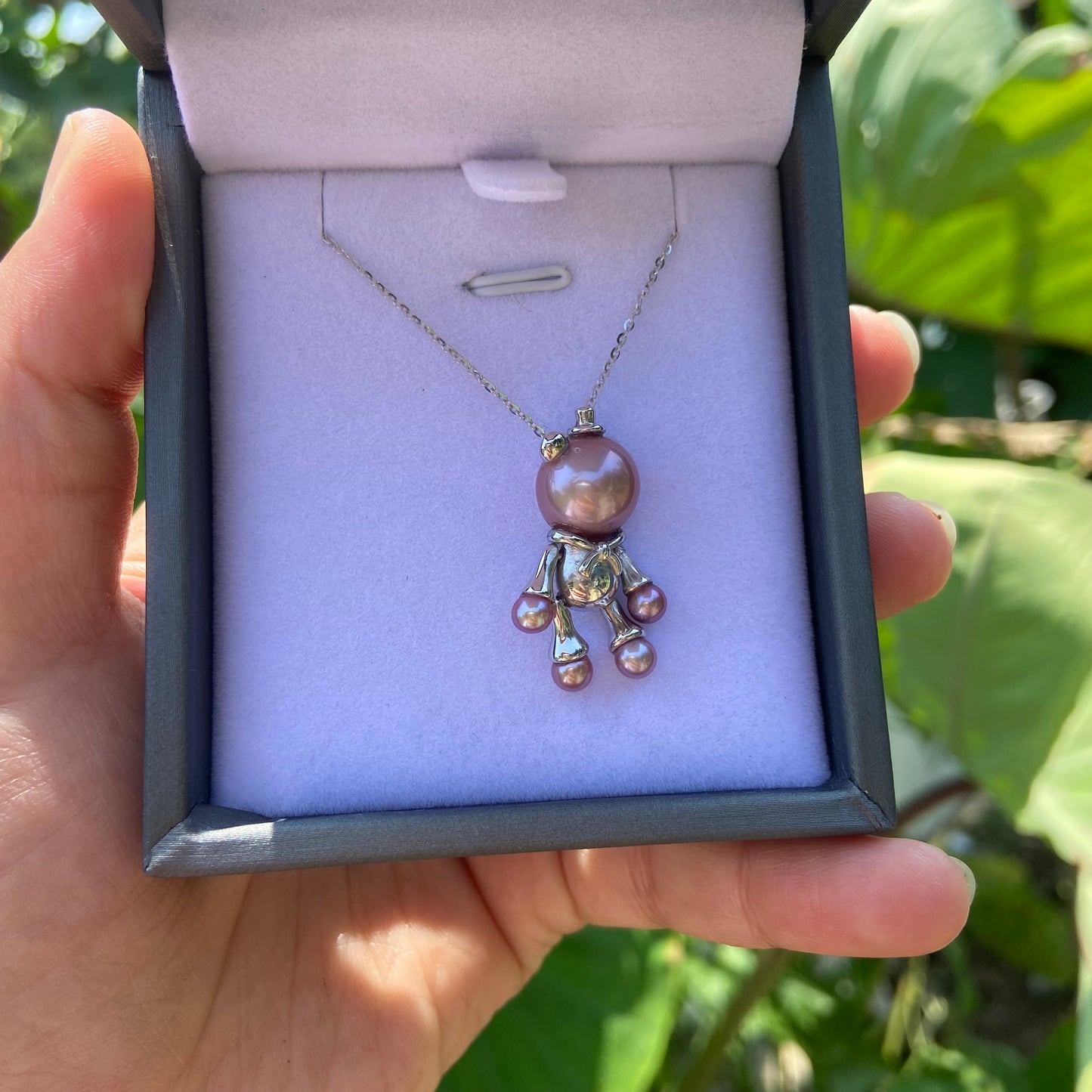 Fast payment usd70 silver jewelry necklace with edison pearl Robert Teddy bear design