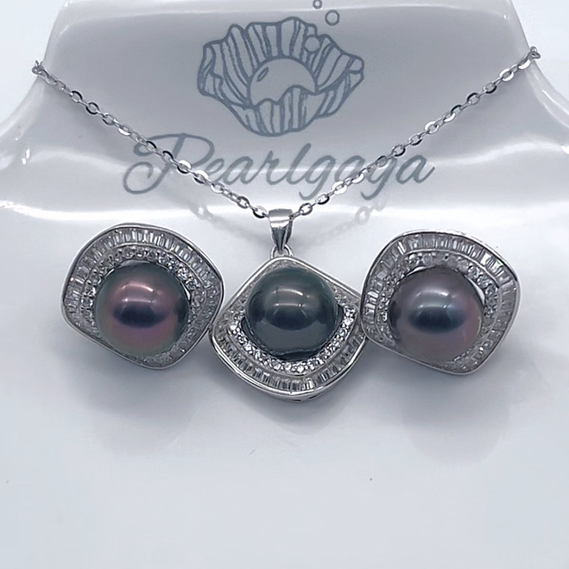 S925 silver Tahiti pearl set