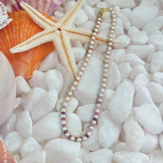 Pearl and crystal long necklace