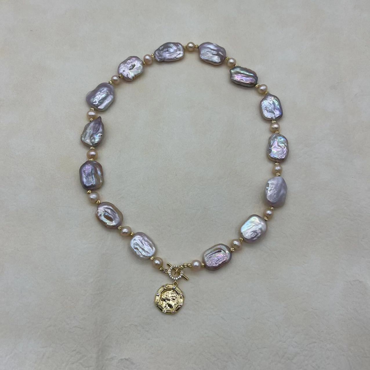 Rectangular Baroque pearl necklace