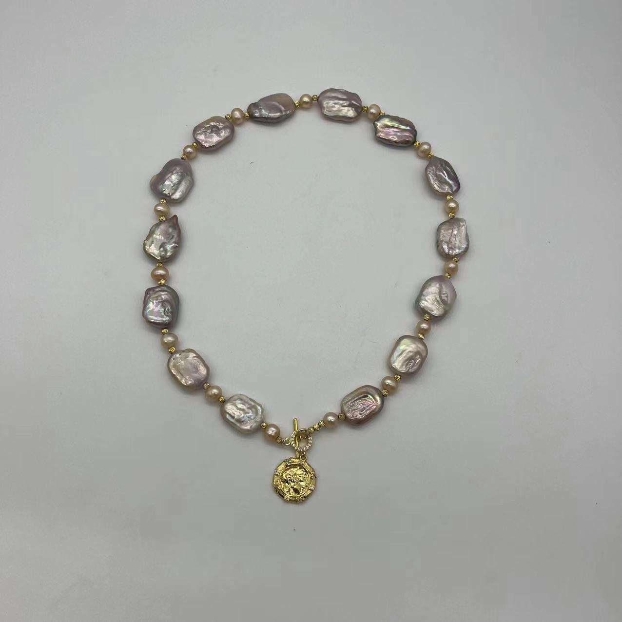 Rectangular Baroque pearl necklace