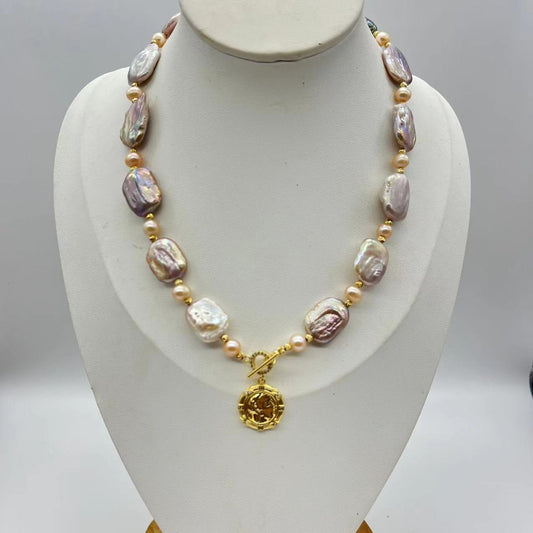 Rectangular Baroque pearl necklace