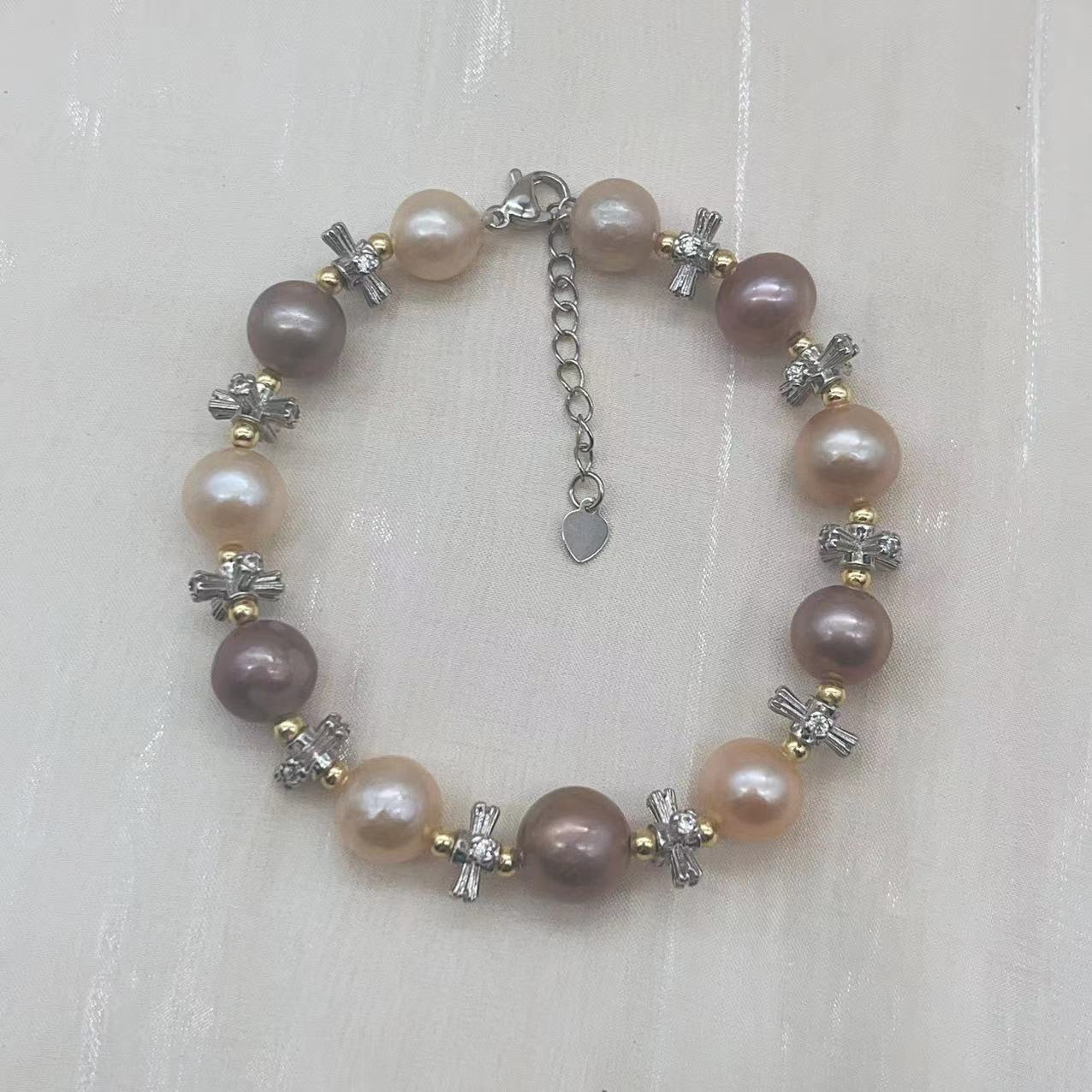 Edison and cross bead bracelet