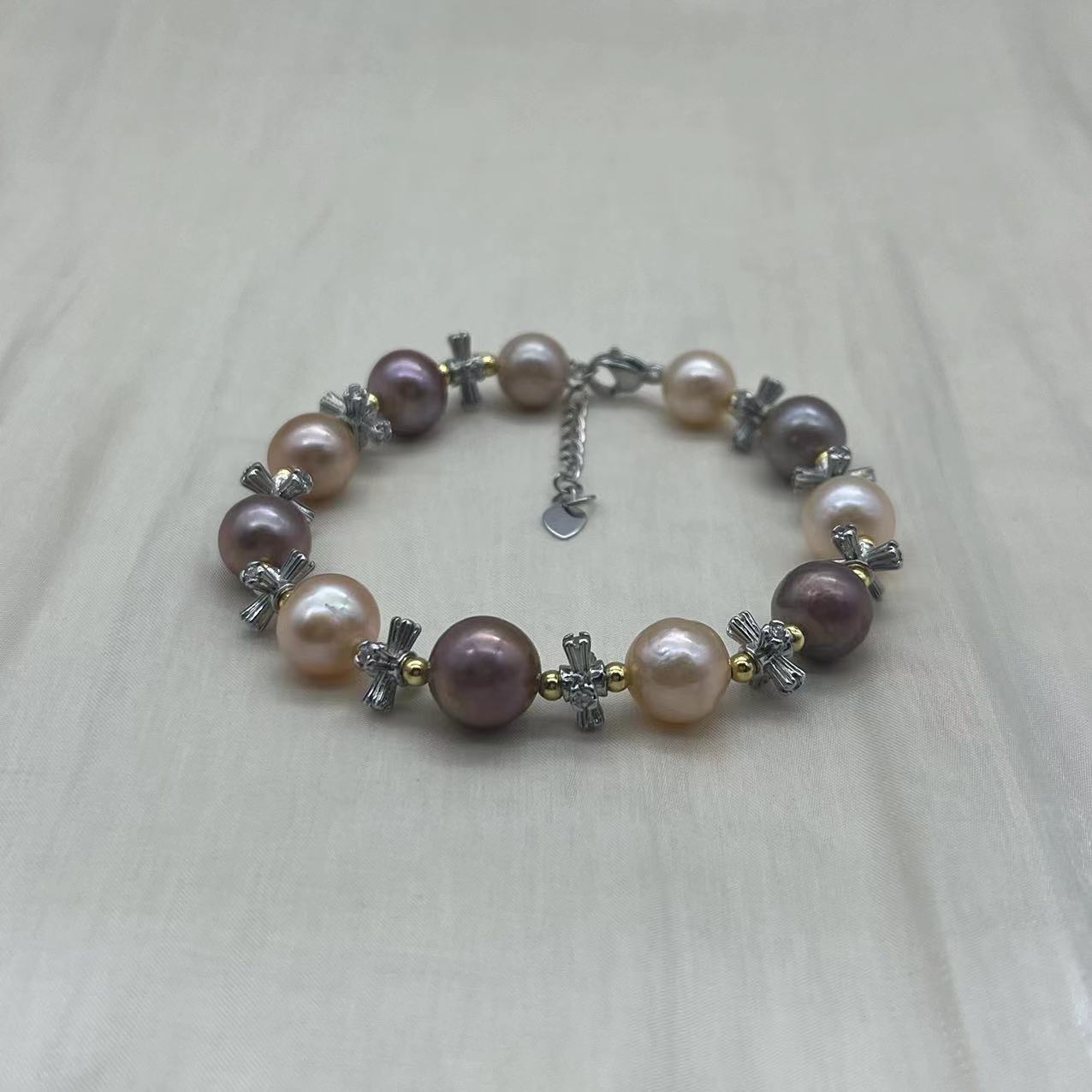 Edison and cross bead bracelet