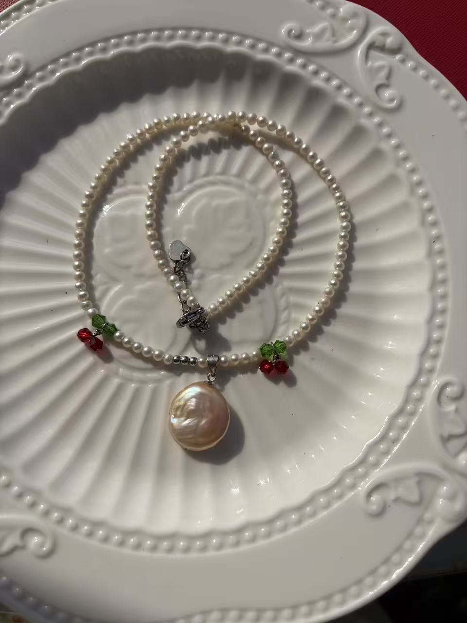 Full pearl ak necklace 15inches for Pamela s925