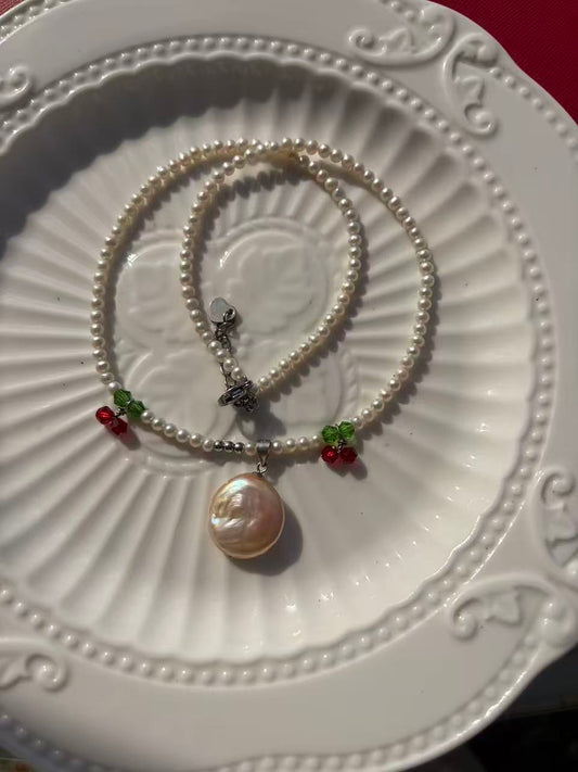 Full pearl ak necklace 15inches for Pamela s925