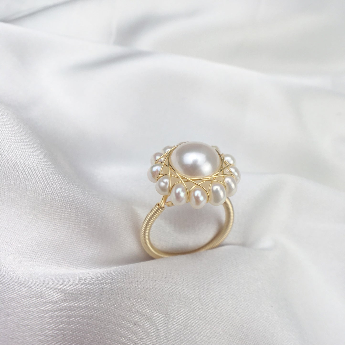 Sunflower pearl ring