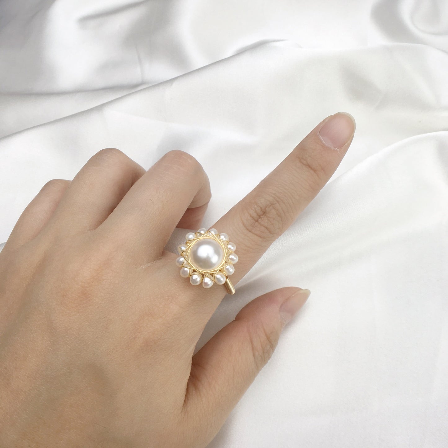 Sunflower pearl ring