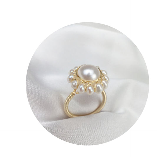 Sunflower pearl ring