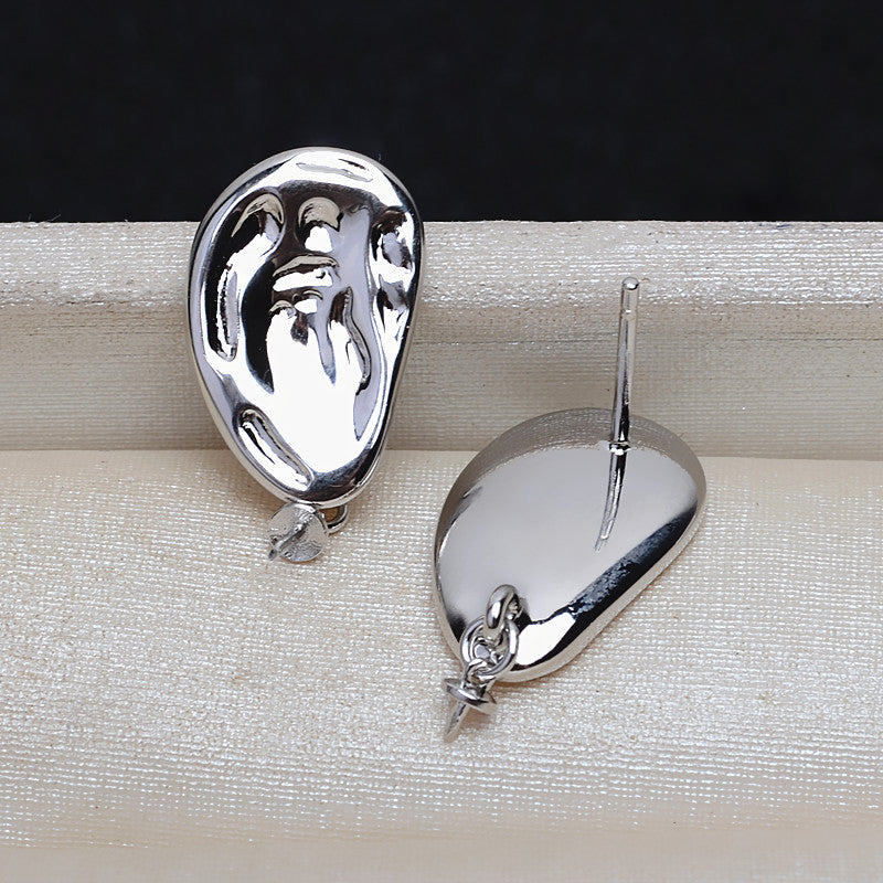 S925 sterling silver earring baroque setting (B34)