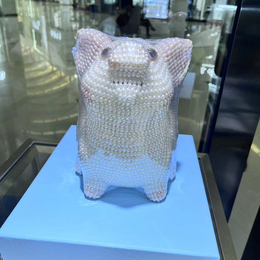 Sculpture de cochon en perles d'eau douce, artisanat de décoration de maison, cadeau