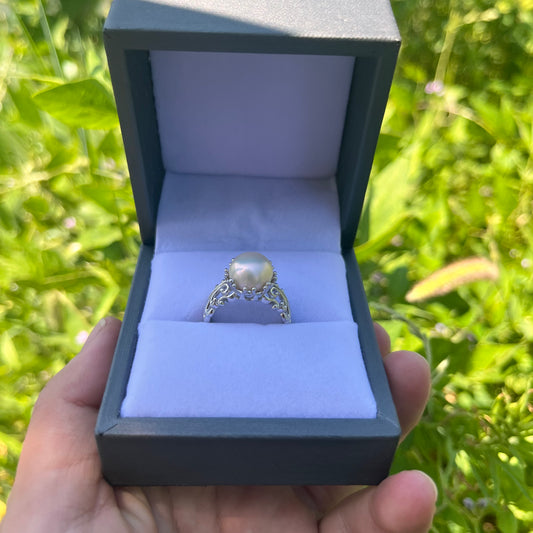 S925 ring heart shape pearl ring