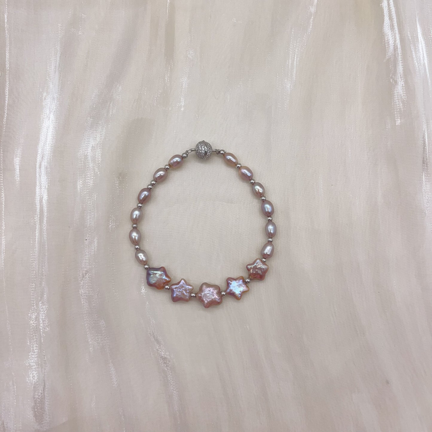 baroque pearl bracelet /Star & rainbow pearls/stainless steel/fresh water pearl