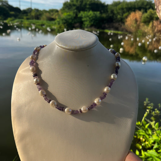 Aqumarine pearl necklace for Charlotte