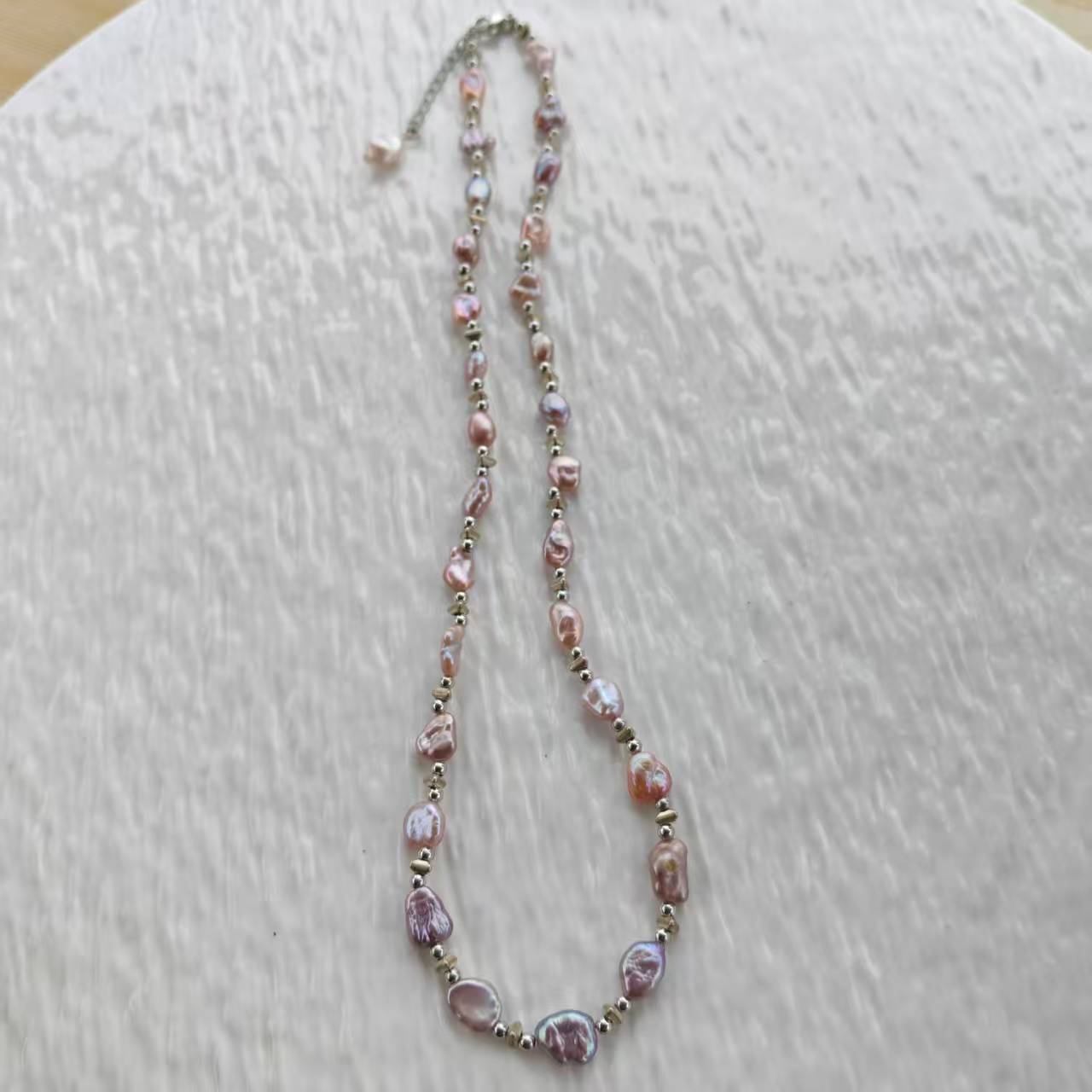 (N032)Purple petal pearl necklace