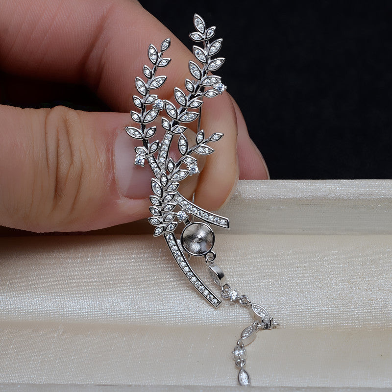 S925 sterling silver brooch setting  (B-13)